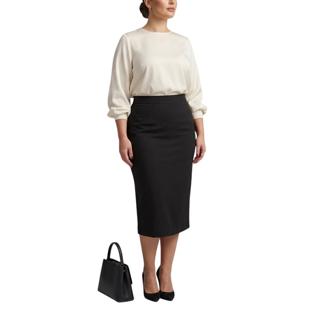 VTG SAG HARBOR 100% Wool Straight Fit Classic Black Midi Skirt SZ 12